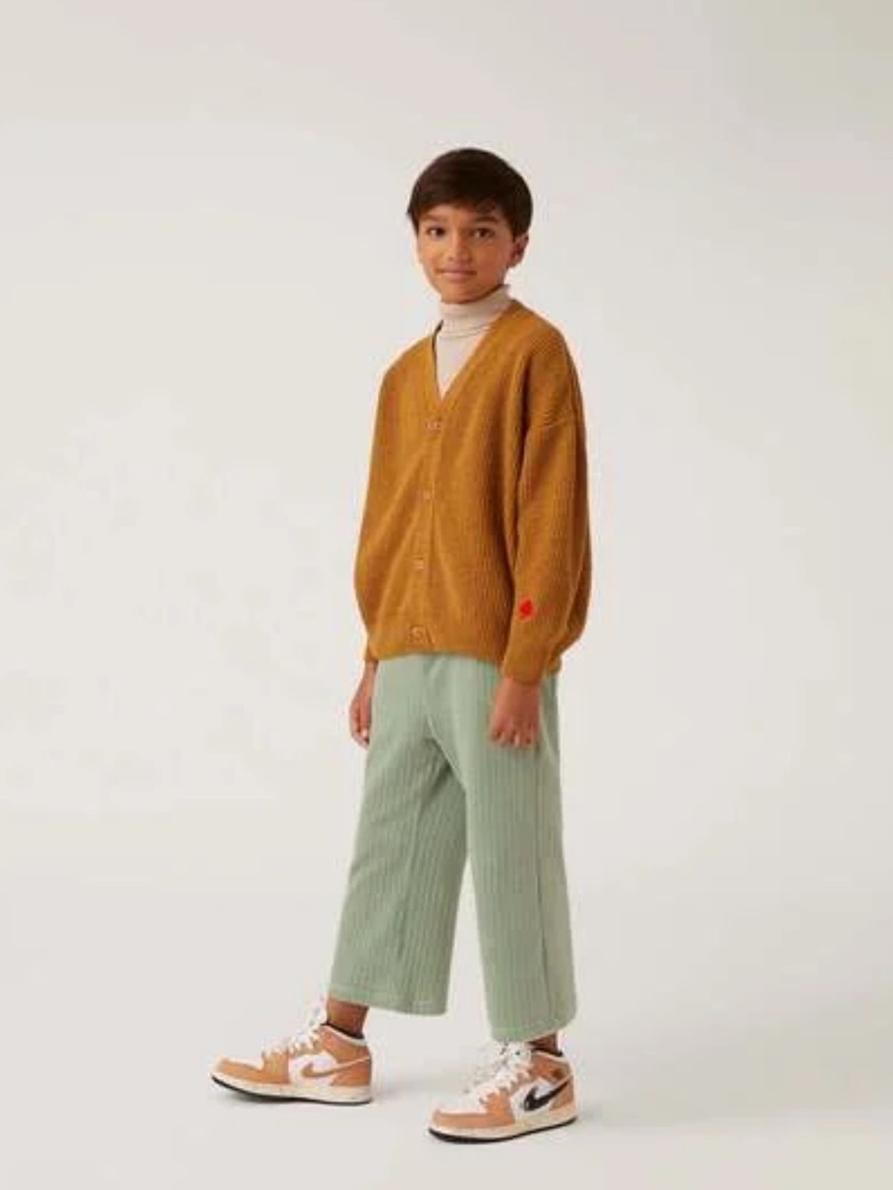 The Sunday Collective chunky knit design embroidered detail mustard tan 3 new